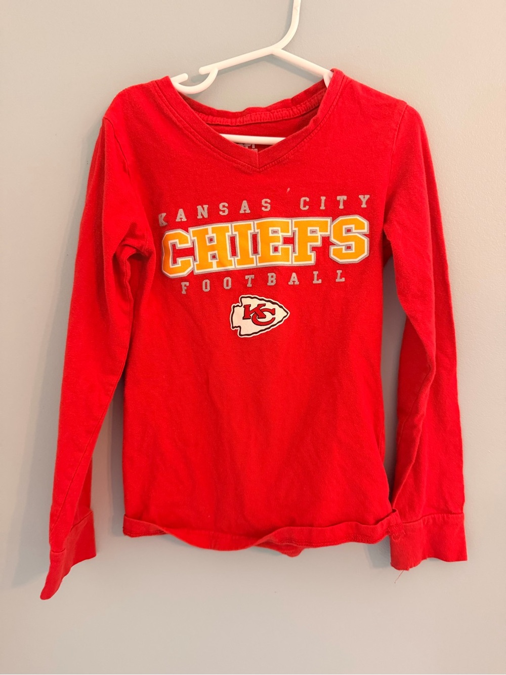 Kids' Red Long-Sleeve Football Tee